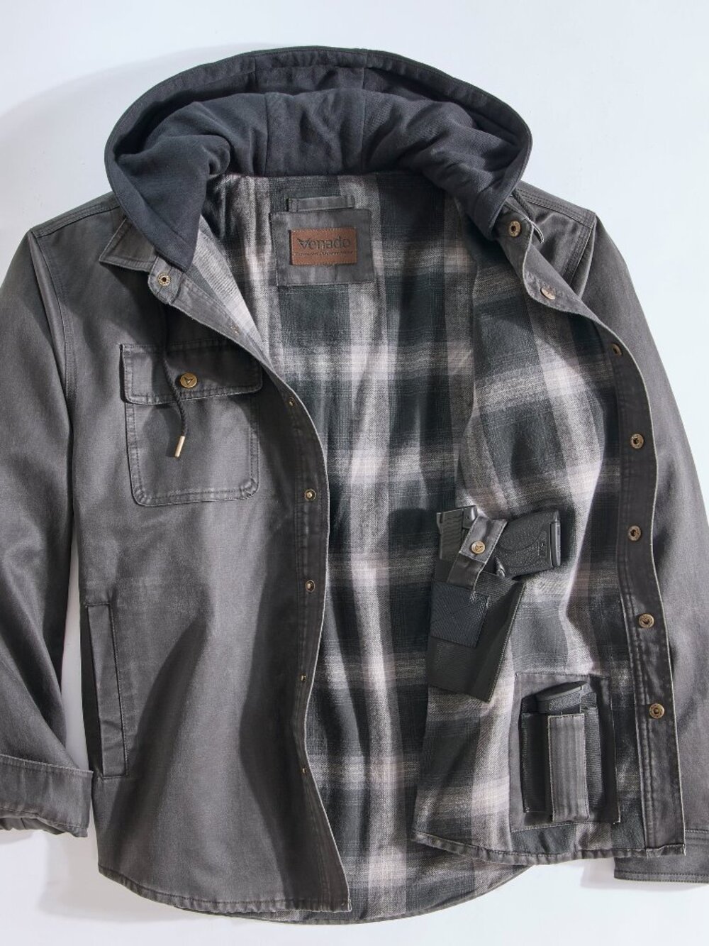 Concealed Carry Smuggler Hooded Chore Coat - Black | 3XL